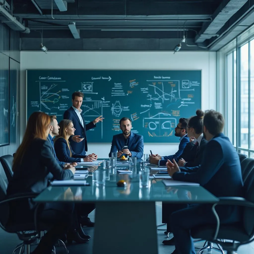 Equipo de consultores en sesión estratégica