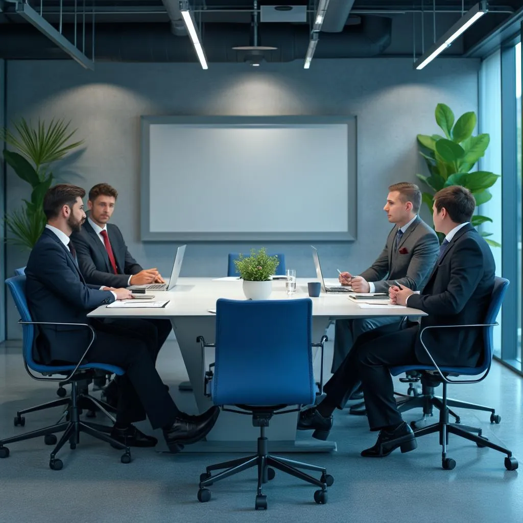 Equipo de consultores en reunión estratégica